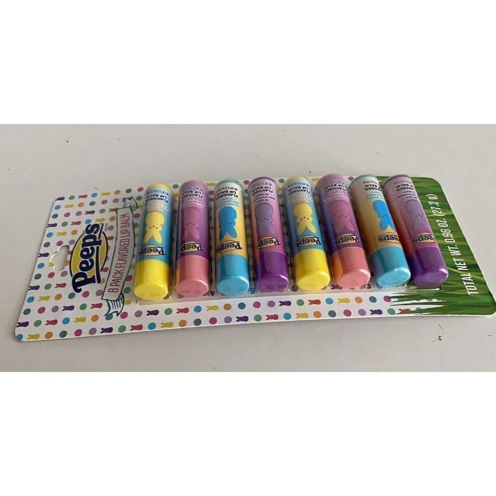 8 Pack Peeps Flavored Lip Balm‎ Easter Basket Stuffer Cotton Candy Vanilla Grape